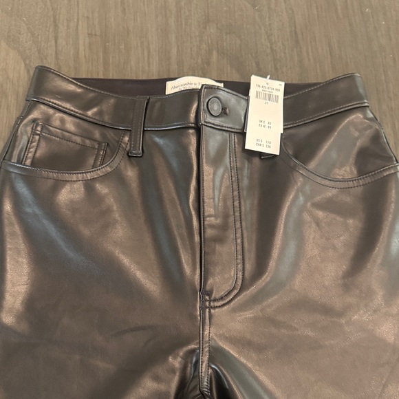 Abercrombie Shiny Black Leather-Style Trousers. - Picture 2 of 5